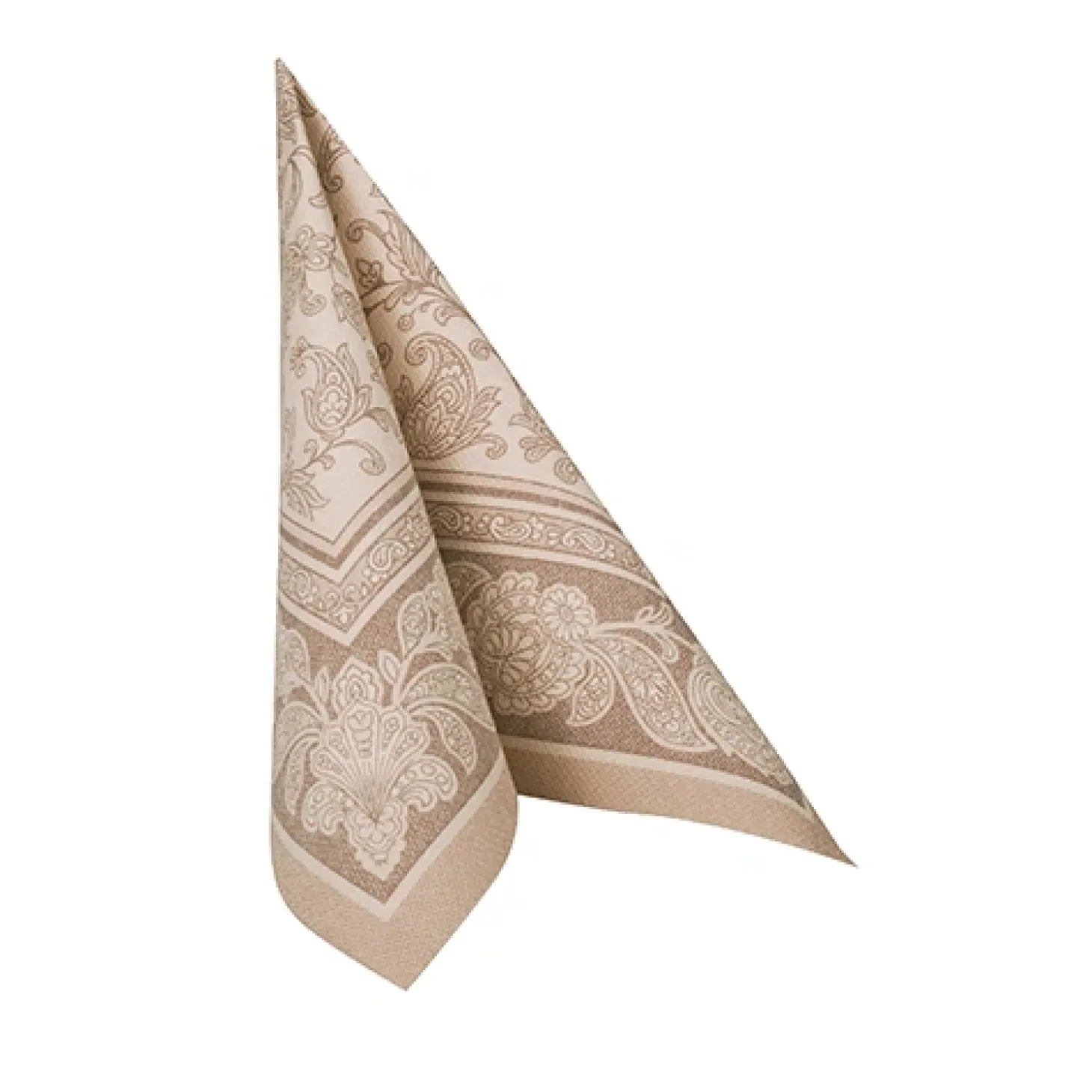 PAPSTAR Servietten "ROYAL Collection" 1/4-Falz 40 cm x 40 cm mocca "Ornaments", 5 x 50 Stück
