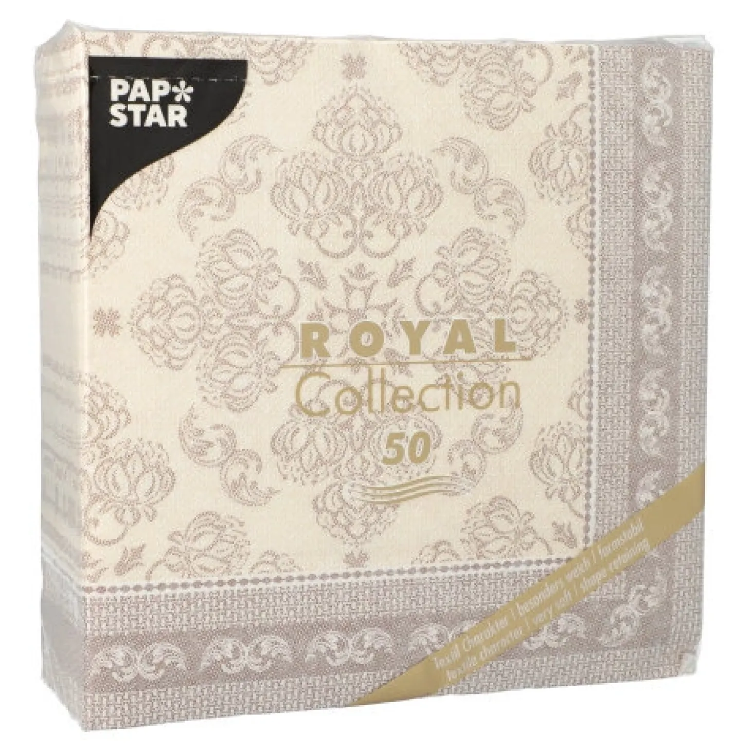 PAPSTAR Servietten "ROYAL Collection" 1/4-Falz 40 cm x 40 cm mocca "Arabesque"