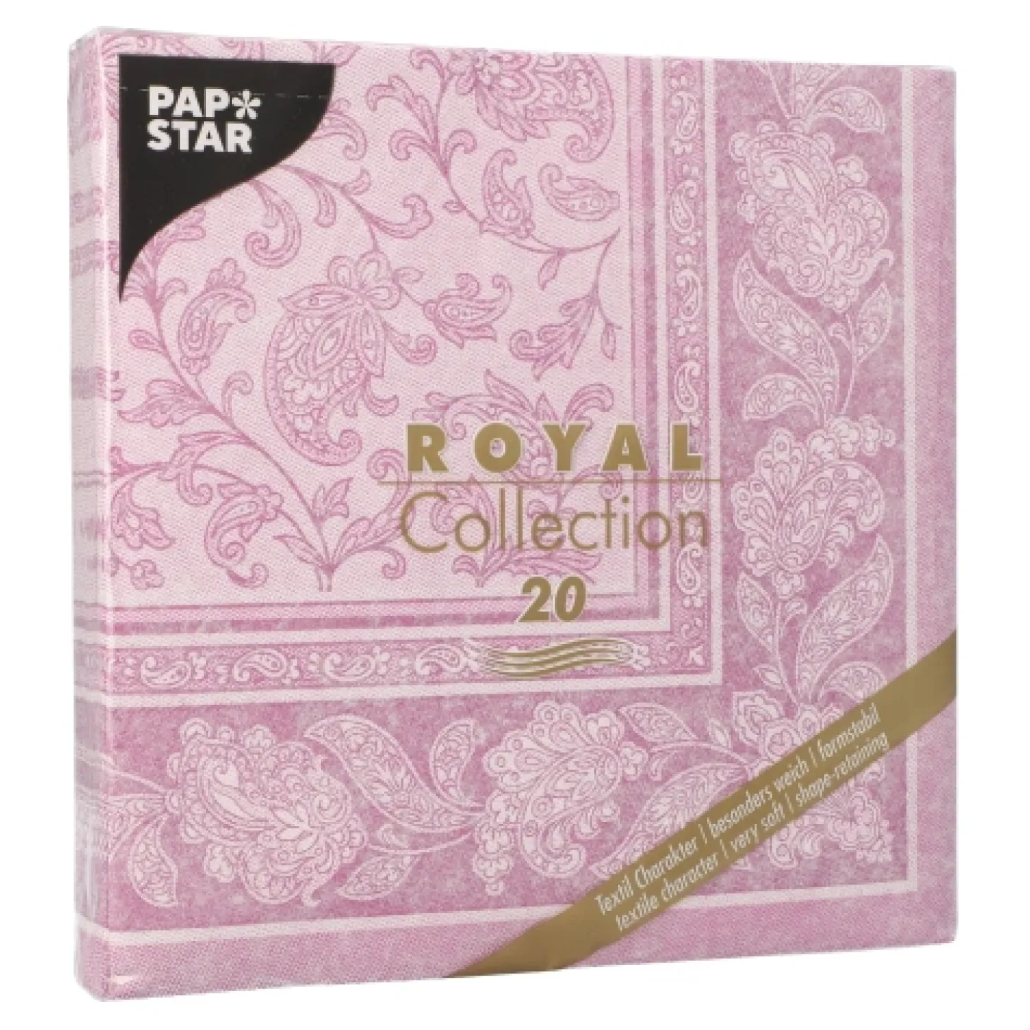 PAPSTAR Servietten "ROYAL Collection" 1/4-Falz 40 cm x 40 cm lila "Ornaments", 8 x 20 Stück