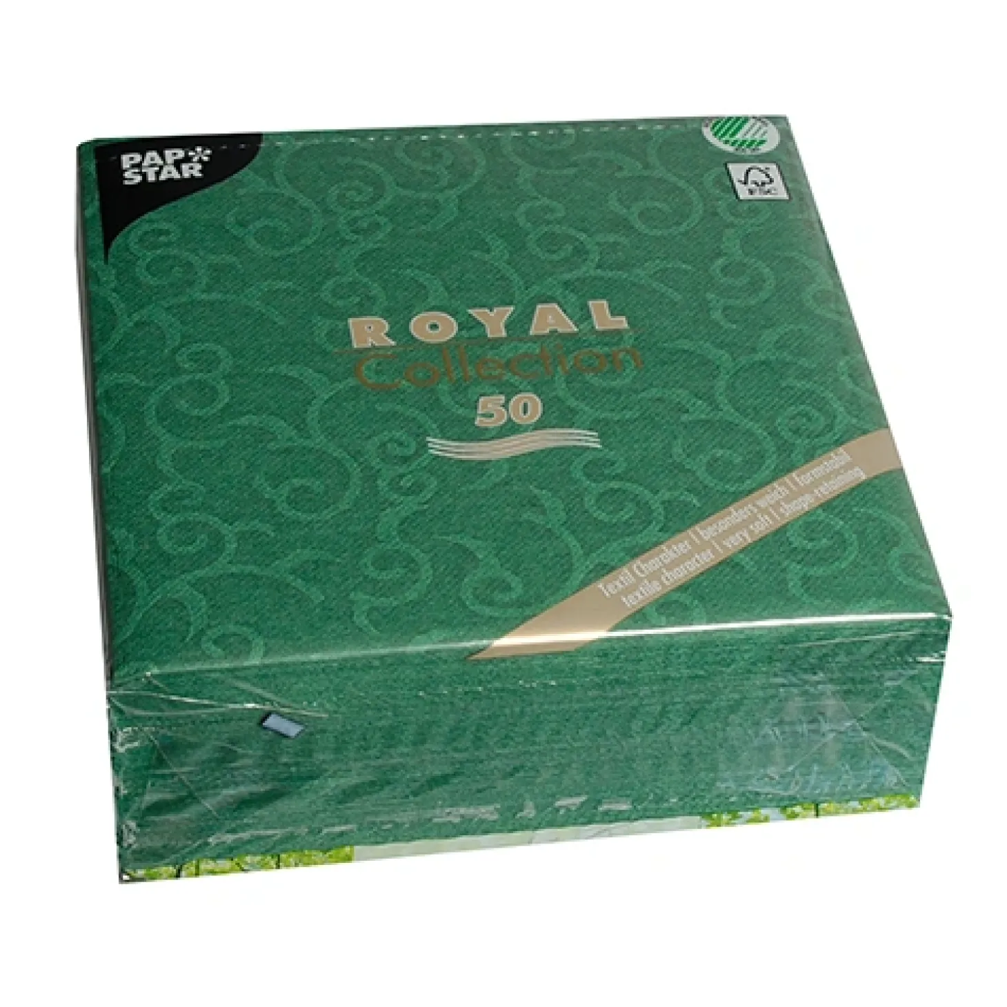 PAPSTAR Servietten "ROYAL Collection" 1/4-Falz 40 cm x 40 cm dunkelgrün "Casali"