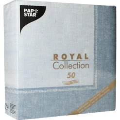 PAPSTAR Servietten "ROYAL Collection" 1/4-Falz 40 cm x 40 cm arktikblau "Linum", 5 x 50 Stück