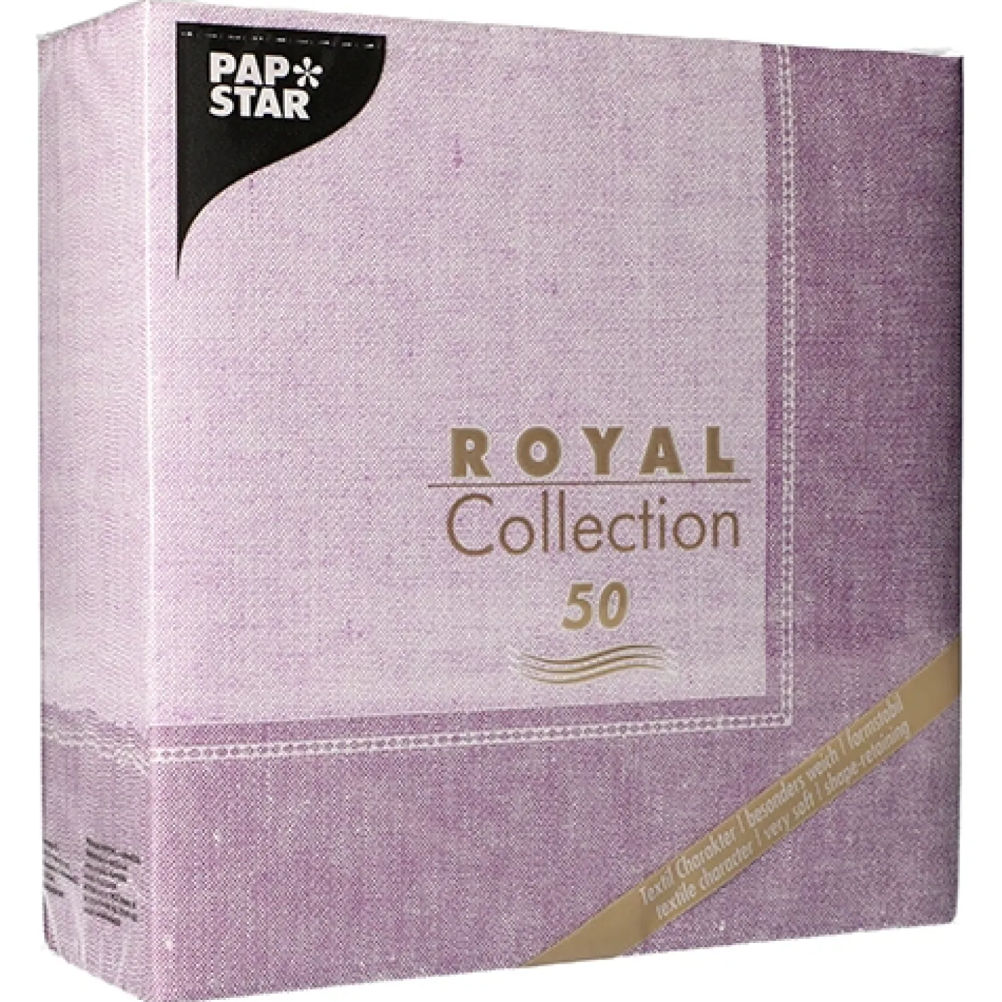PAPSTAR Servietten "ROYAL Collection" 1/4-Falz 40 cm x 40 cm flieder "Linum", 5 x 50 Stück