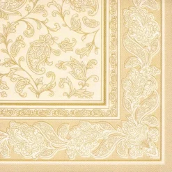 PAPSTAR Servietten "ROYAL Collection" 1/4-Falz 40 cm x 40 cm champagner "Ornaments", 8 x 20 Stück