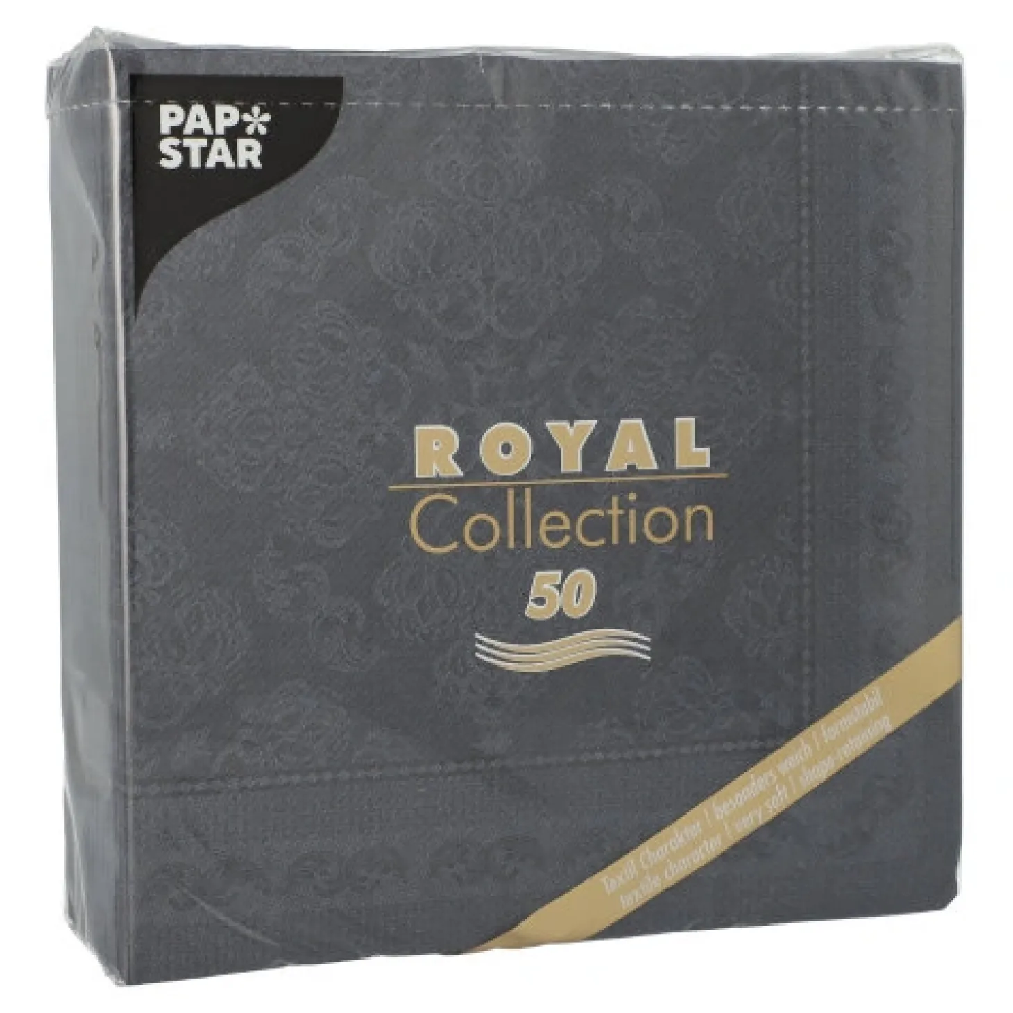 PAPSTAR Servietten "ROYAL Collection" 1/4-Falz 40 cm x 40 cm schwarz "Arabesque"