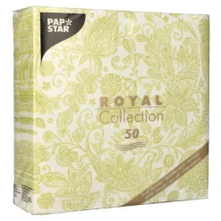 PAPSTAR Servietten "ROYAL Collection" 1/4-Falz 40 cm x 40 cm limonengrün "Paisley", 5 x 50 Stück