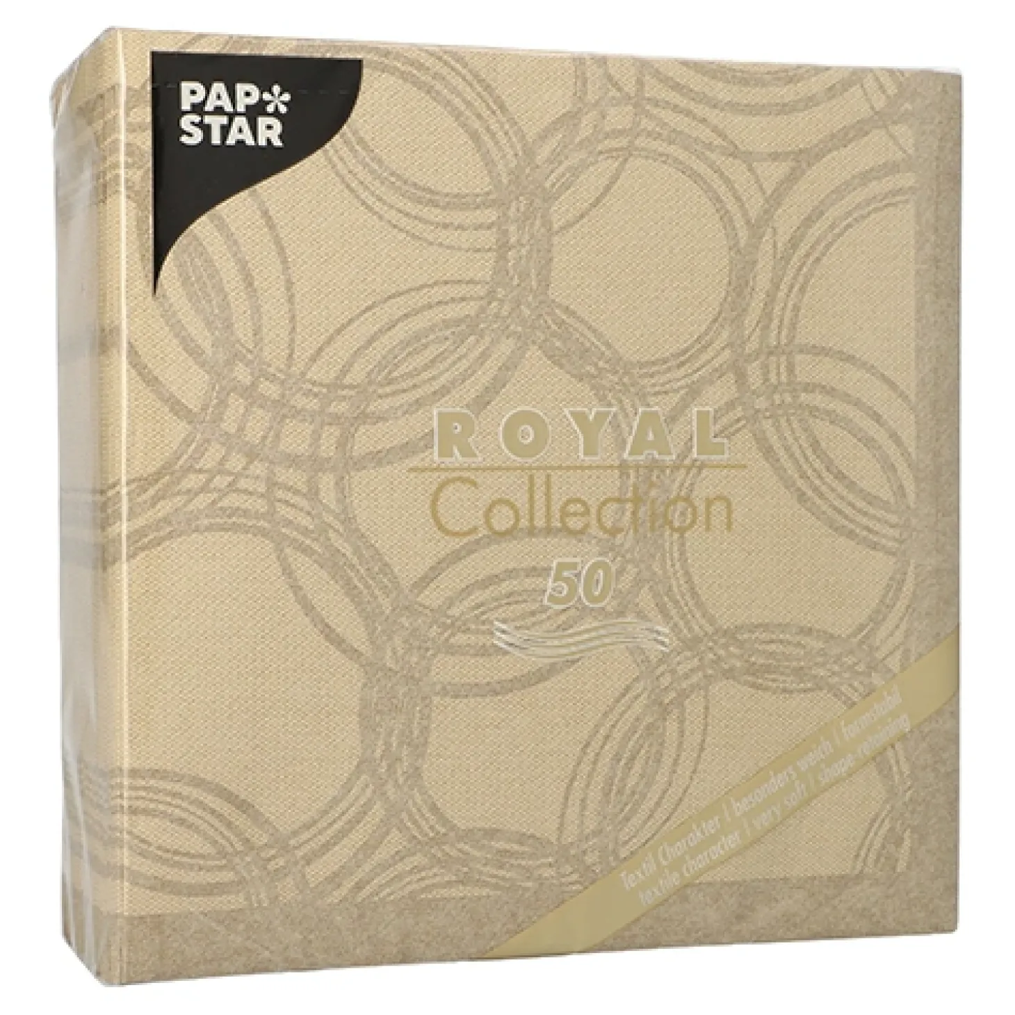 PAPSTAR Servietten "ROYAL Collection" 1/4-Falz 40 cm x 40 cm sand "Bubbles"