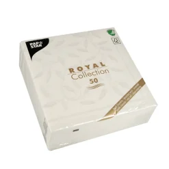 PAPSTAR Servietten "ROYAL Collection" 1/4-Falz 40 cm x 40 cm weiß "New Mediterran", 5 x 50 Stück