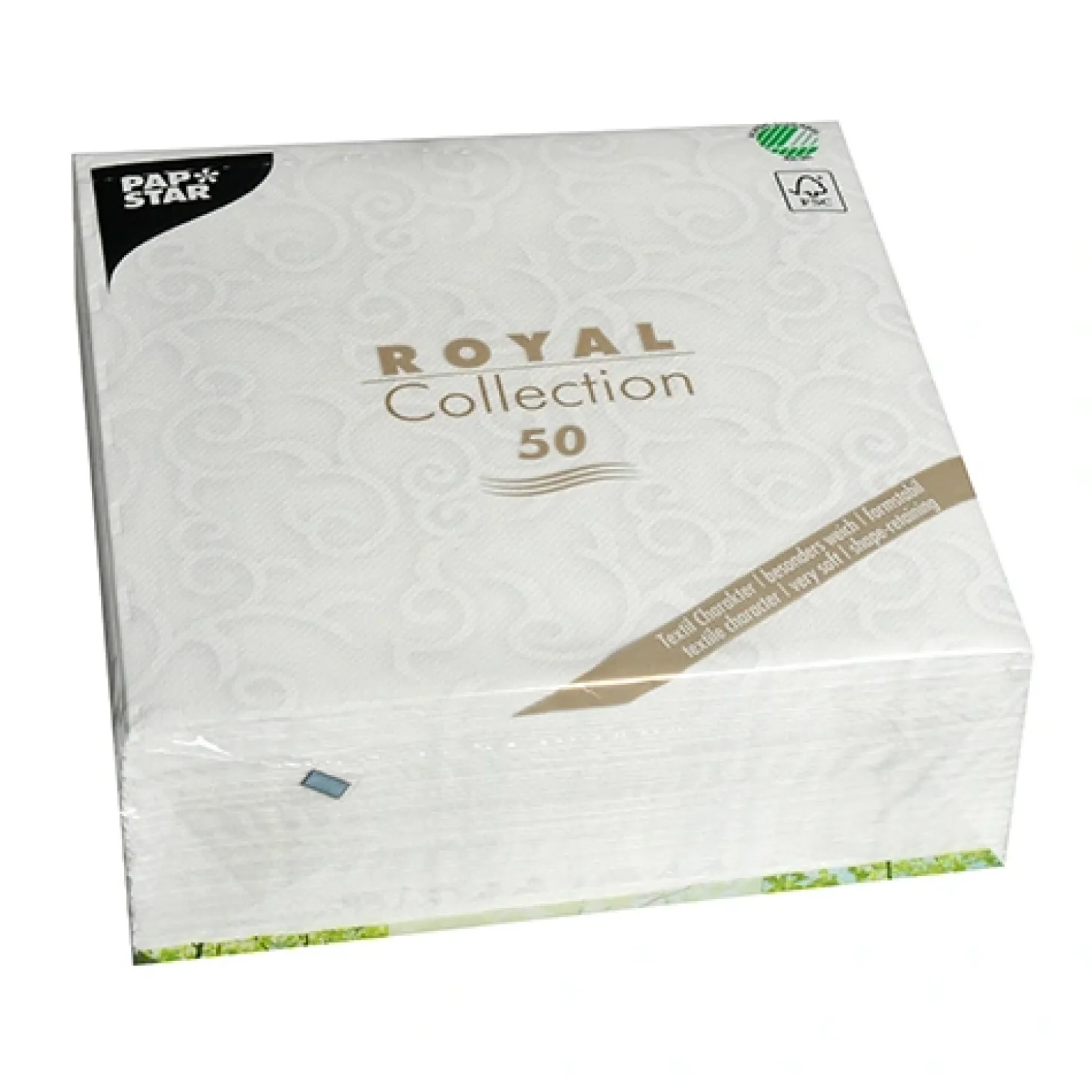 PAPSTAR Servietten "ROYAL Collection" 1/4-Falz 40 cm x 40 cm weiß "Casali"