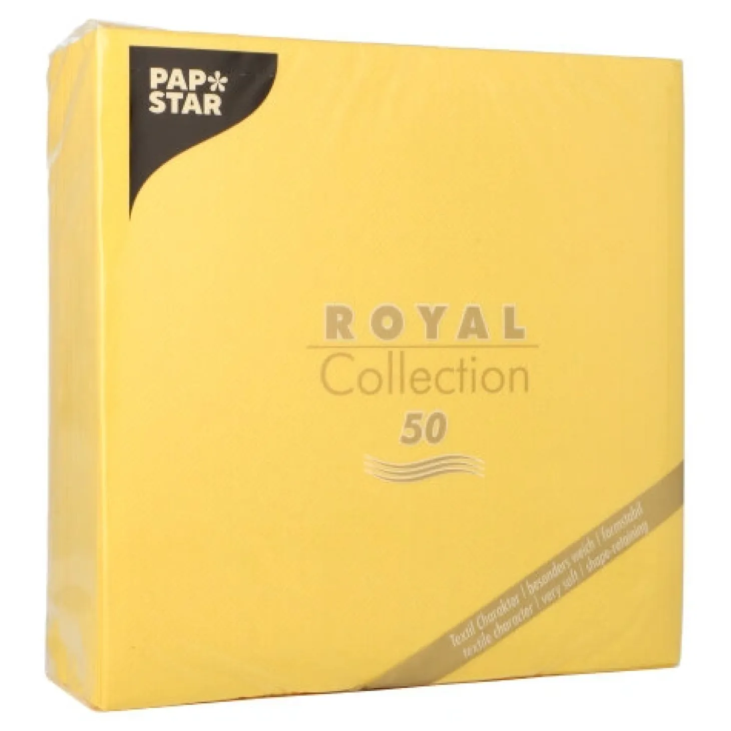 PAPSTAR Servietten "ROYAL Collection" 1/4-Falz 40 cm x 40 cm gelb, 5 x 50 Stück