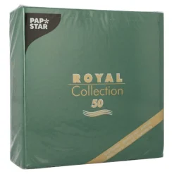 PAPSTAR Servietten "ROYAL Collection" 1/4-Falz 40 cm x 40 cm dunkelgrün, 5 x 50 Stück