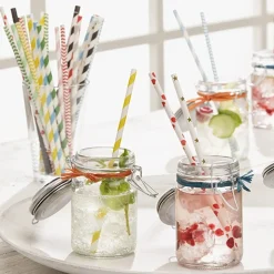 PAPSTAR Shake-Halme, Papier Ø 8 mm, 21 cm farbig sortiert "Stripes"