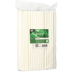 PAPSTAR Shake-Halme, Papier "pure" Ø 8 mm, 25 cm weiß, 50 x 135 Stück