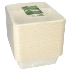 PAPSTAR Siegelschalen Zuckerrohr, PLA beschichtet 2-geteilt 1200 ml 4,9 cm x 22,7 cm x 17,8 cm