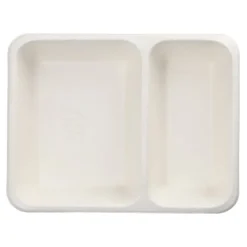 PAPSTAR Siegelschalen Zuckerrohr, PLA beschichtet 2-geteilt 1200 ml 4,9 cm x 22,7 cm x 17,8 cm