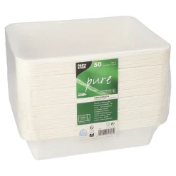 PAPSTAR Siegelschalen Zuckerrohr ungeteilt 1300 ml 4,9 cm x 22,7 cm x 17,8 cm, 6 x 50 Stück