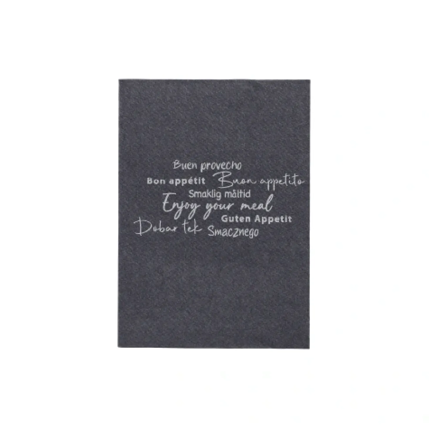 PAPSTAR Snackservietten "DAILY Collection" 1/4-Falz 24 cm x 16,5 cm schwarz "Enjoy your Meal", 6 x 300 Stück