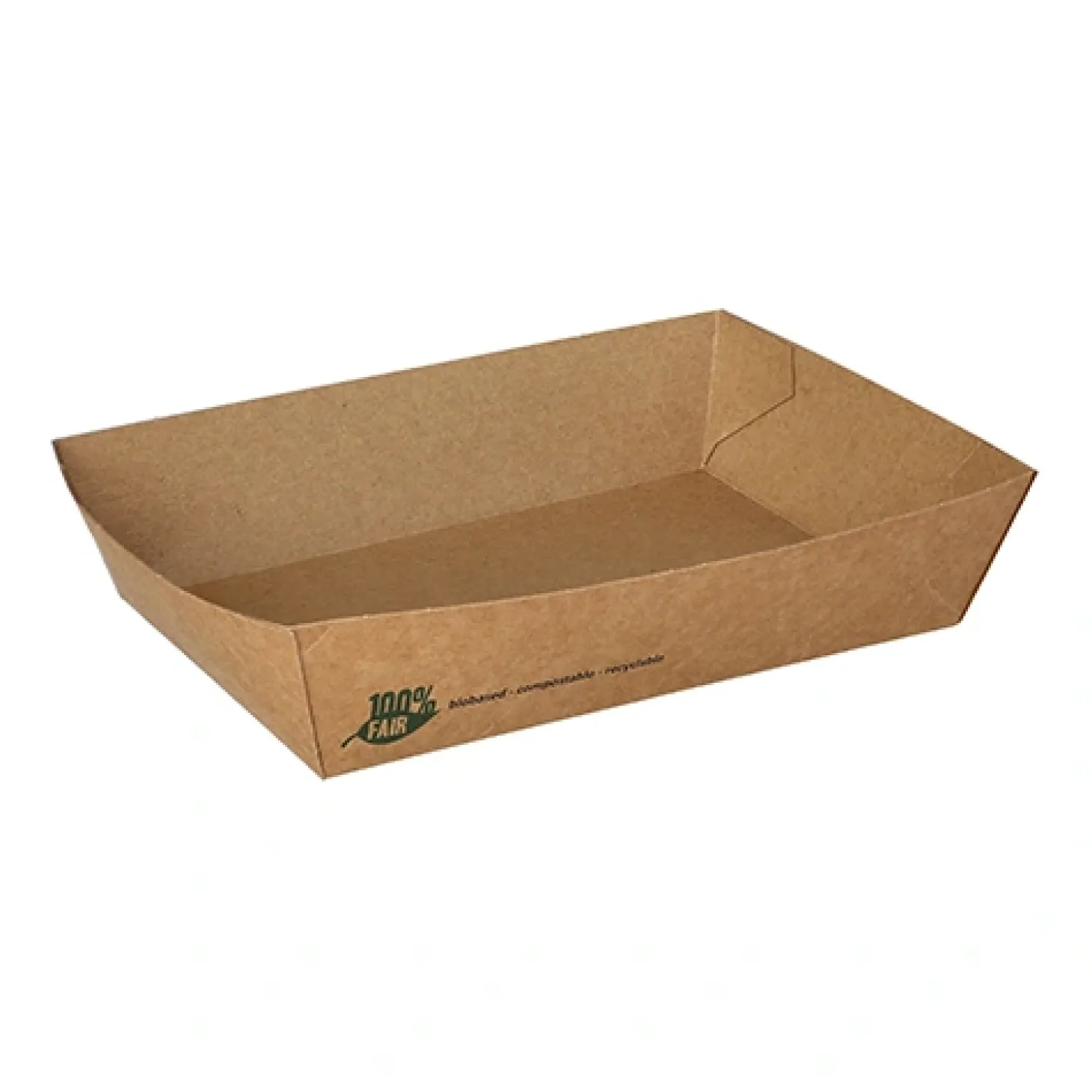 PAPSTAR Snacktrays, Pappe "pure" 4 cm x 11 cm x 16 cm braun "100% Fair" extra groß