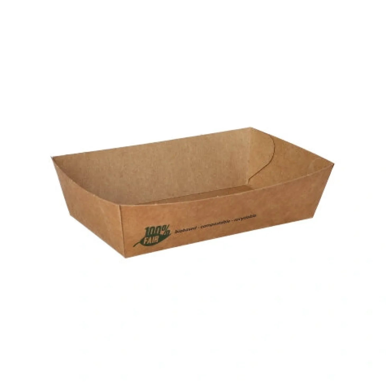 PAPSTAR Snacktrays, Pappe "pure" 3,5 cm x 7 cm x 12 cm braun "100% Fair" mittel
