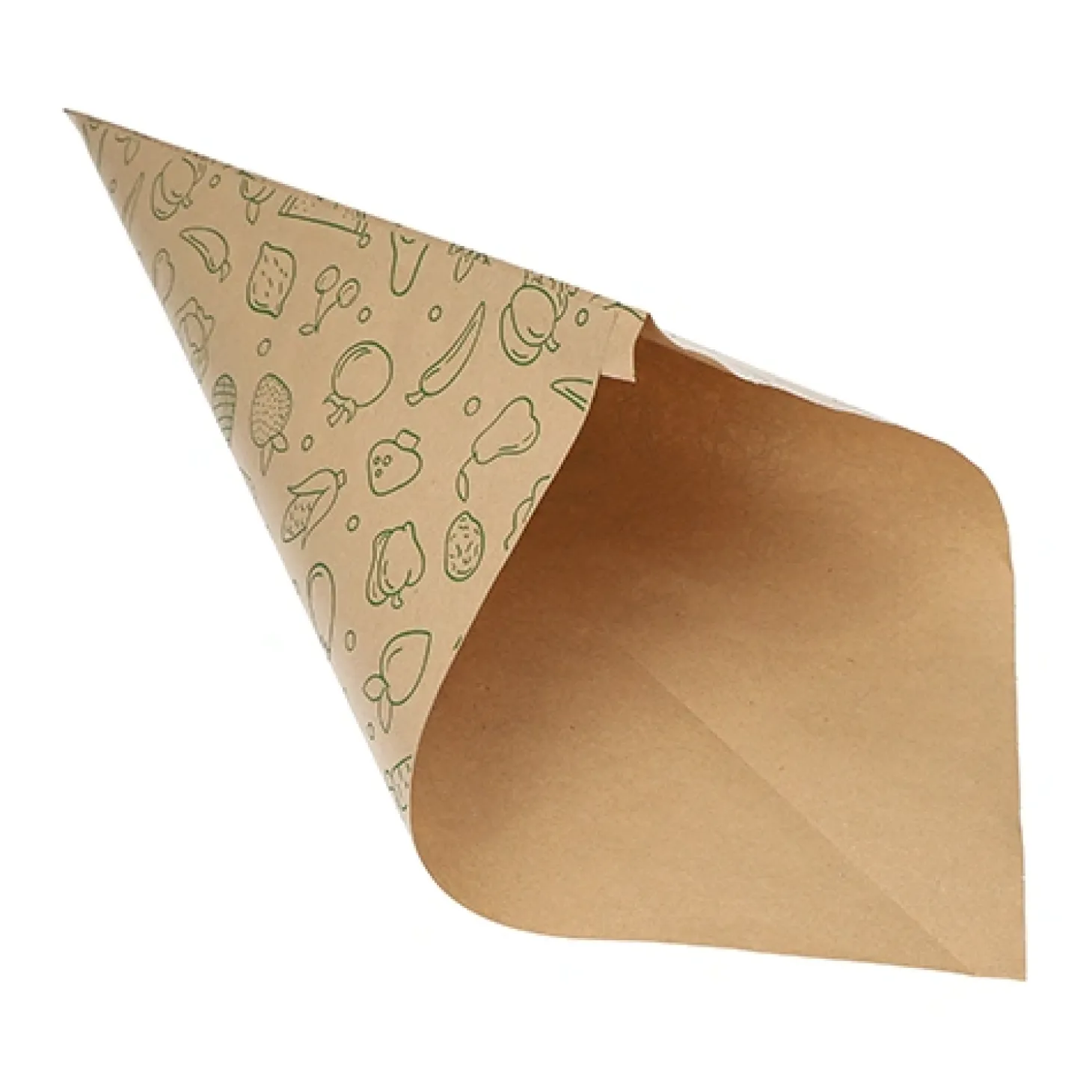 PAPSTAR Spitztüten, Kraftpapier 48 cm x 34 cm x 34 cm braun "Fruits & Vegs" Füllinhalt 1000 g