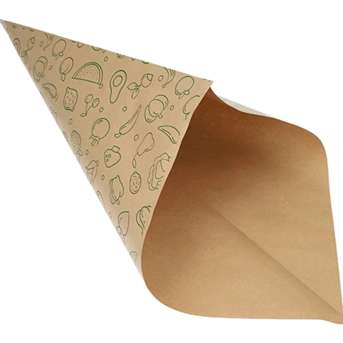 PAPSTAR Spitztüten, Kraftpapier 52,5 cm x 37 cm x 37 cm braun "Fruits & Vegs" Füllinhalt 1500 g