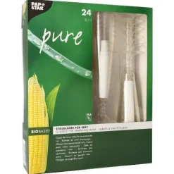 PAPSTAR Stiel-Gläser für Sekt, PLA "pure" 0,1 l Ø 5,5 cm, 16,5 cm glasklar mit glasklarem Fuß, 10 x 24 Stück