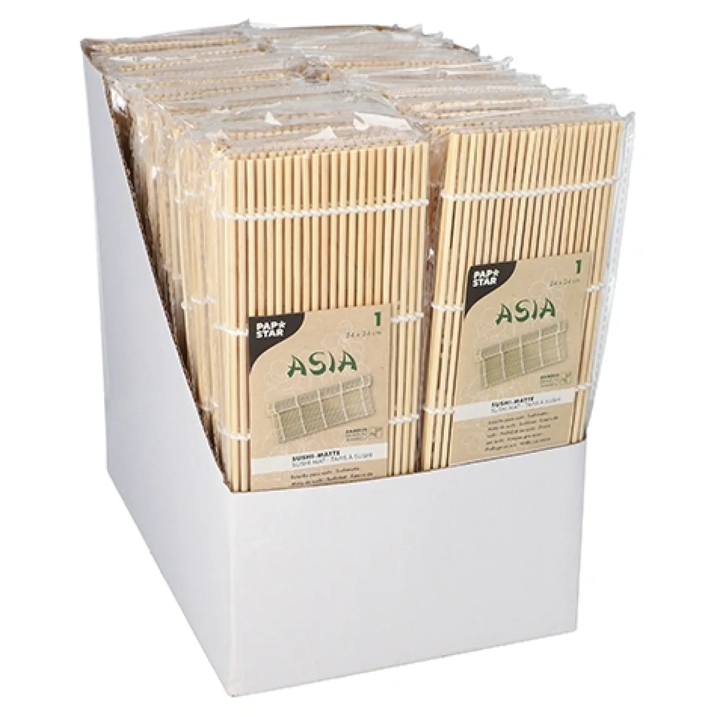 PAPSTAR Sushi-Matte Bambus "ASIA" 24 cm x 24 cm natur, 50 x 1 Stück