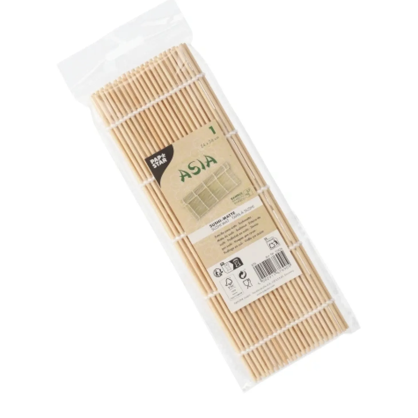 PAPSTAR Sushi-Matte Bambus "ASIA" 24 cm x 24 cm natur, 50 x 1 Stück
