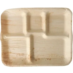 PAPSTAR Teller, Palmblatt "pure" 5-geteilt 27 cm x 21,5 cm x 2 cm