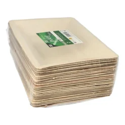 PAPSTAR Teller Palmblatt "pure" eckig 3 cm x 23 cm x 16 cm natur, 4 x 25 Stück