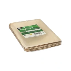 PAPSTAR Teller Palmblatt "pure" eckig 3 cm x 17 cm x 12 cm natur, 10 x 6 Stück