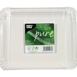 PAPSTAR Teller, Pappe "pure" eckig 16,5 cm x 20 cm weiß