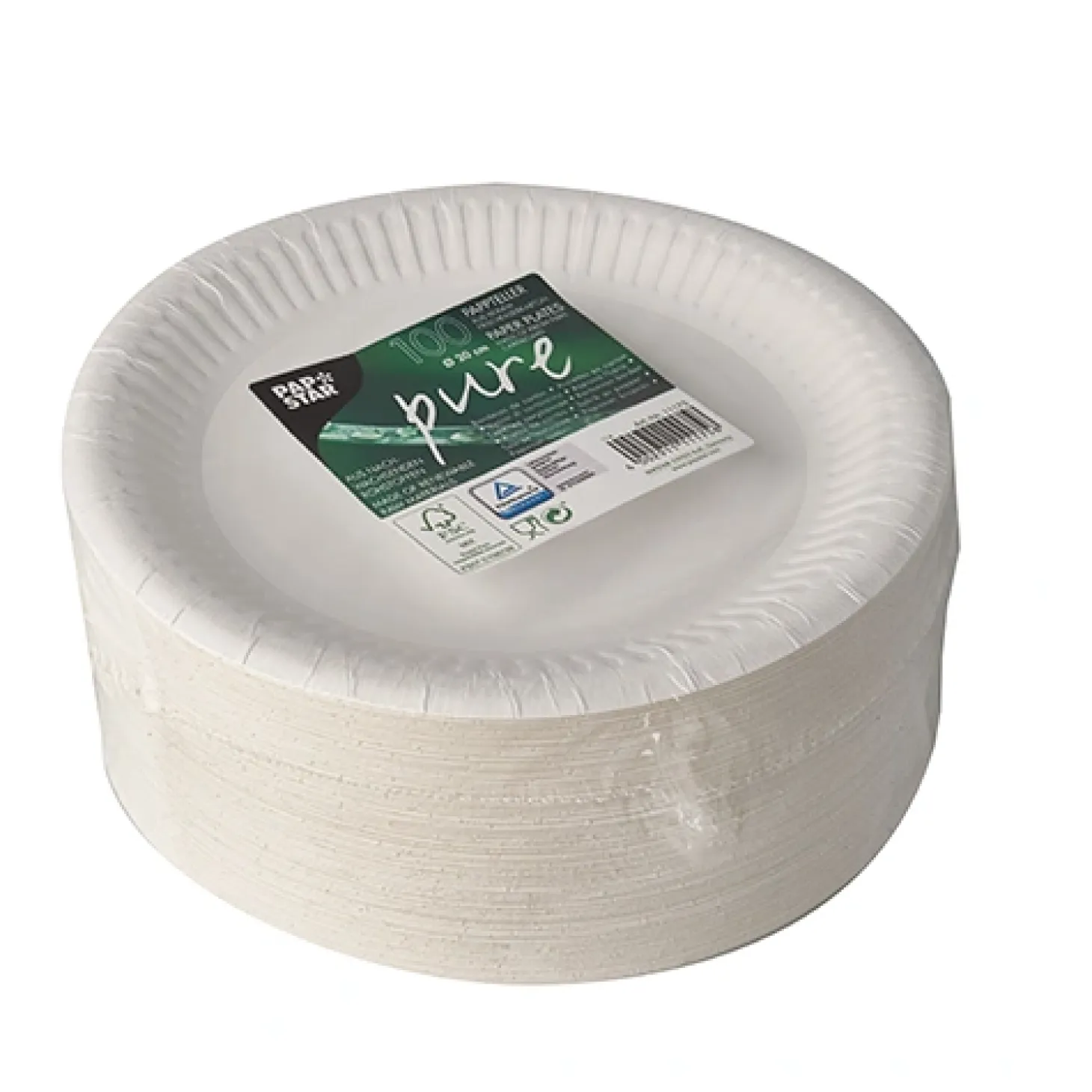 PAPSTAR Teller, Pappe "pure" rund Ø 20 cm weiß