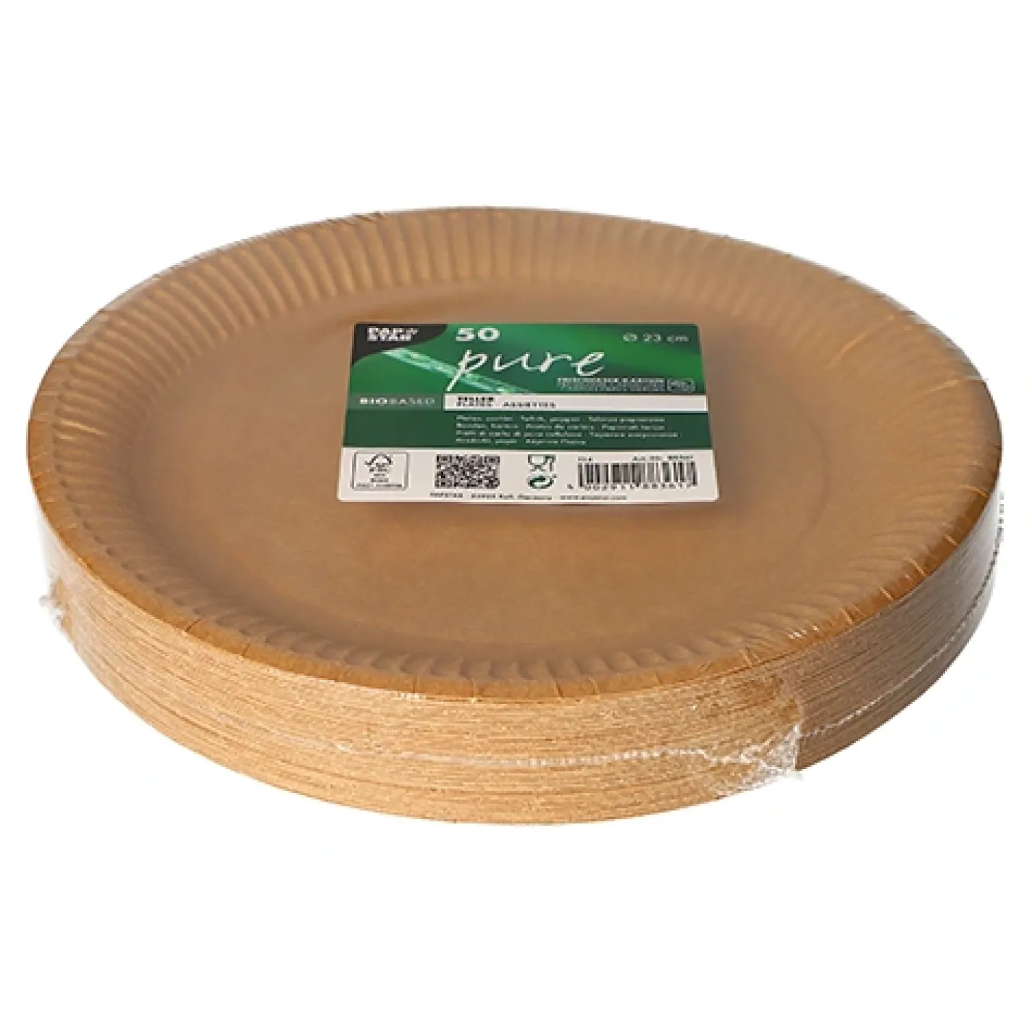 PAPSTAR Teller, Pappe "pure" rund Ø 23 cm braun, 10 x 50 Stück