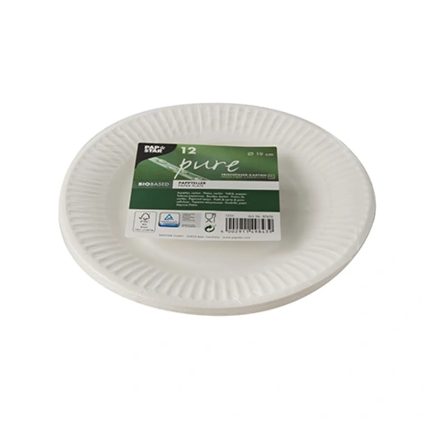 PAPSTAR Teller, Pappe "pure" rund Ø 19 cm weiß, 25 x 12 Stück