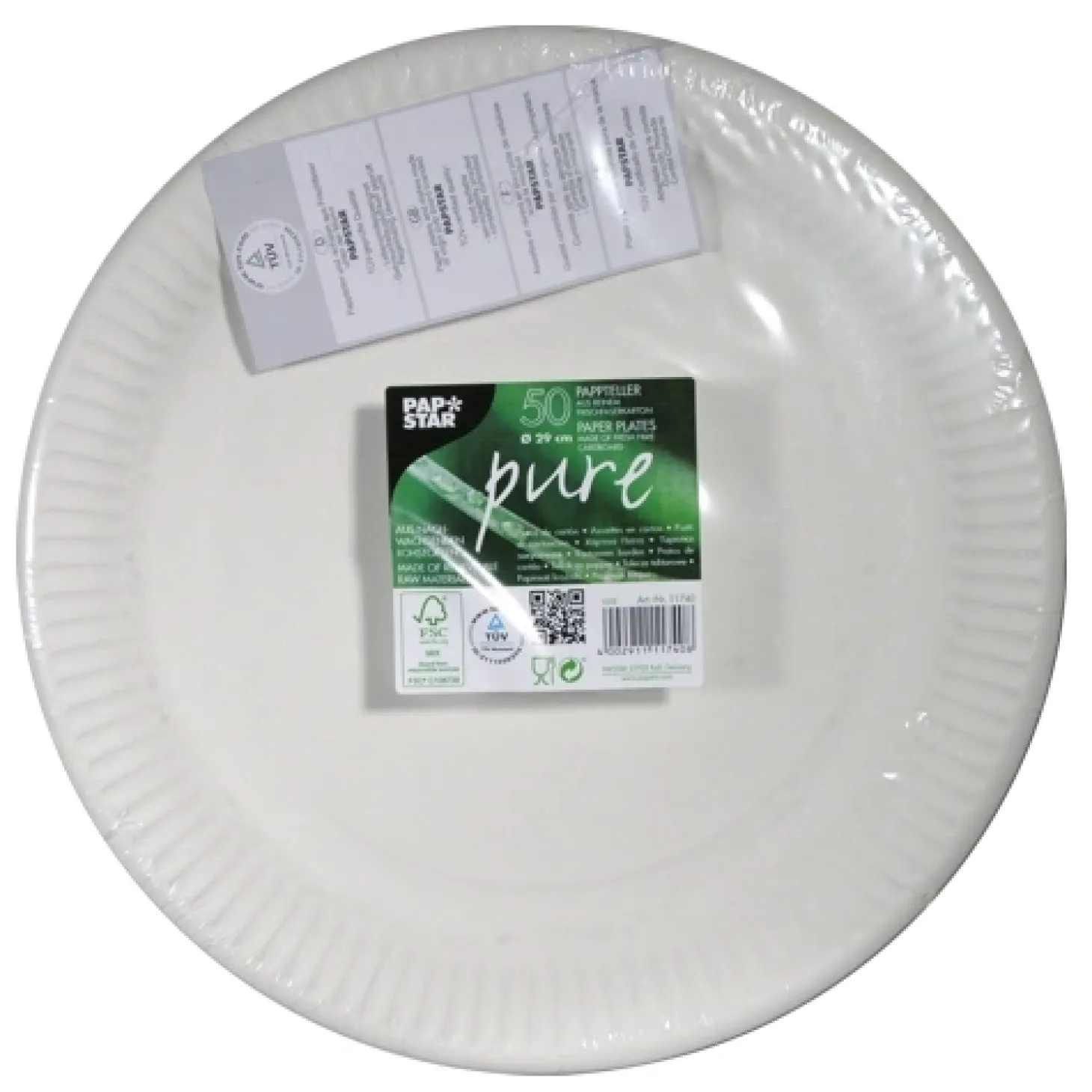 PAPSTAR Teller, Pappe "pure" rund Ø 29 cm weiß, 5 x 50 Stück