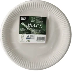 PAPSTAR Teller, Pappe "pure" rund Ø 23 cm weiß, 16 x 25 Stück
