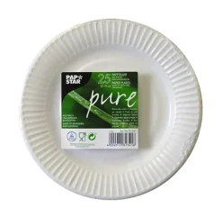 PAPSTAR Teller, Pappe "pure" rund Ø 19 cm weiß, 25 x 25 Stück