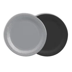 PAPSTAR Teller, Pappe rund Ø 18 cm farbig sortiert - grau/schwarz