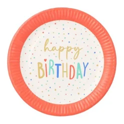 PAPSTAR Teller, Pappe rund Ø 23 cm "Happy Birthday"