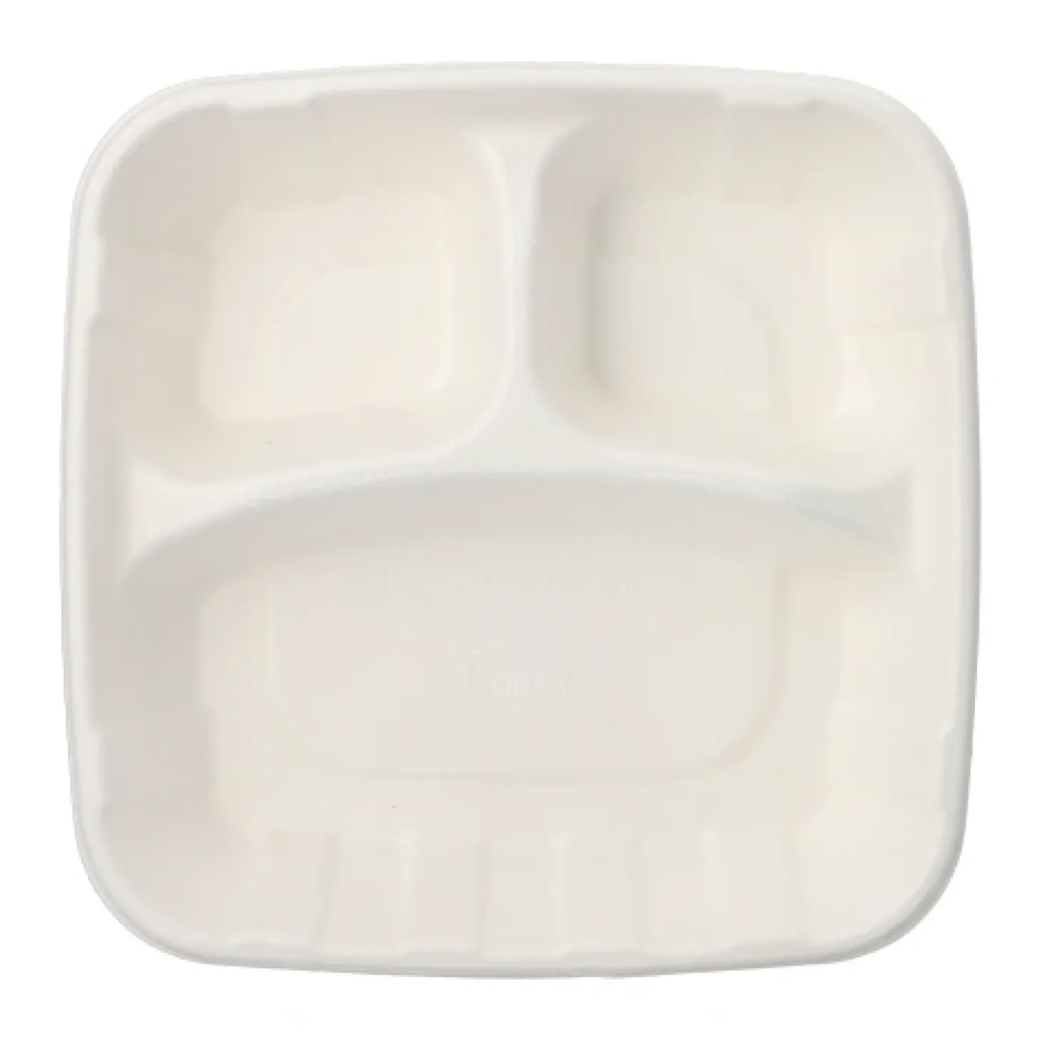 PAPSTAR Teller Zuckerrohr "pure" 3-geteilt 5 cm x 22,8 cm x 22,8 cm, 4 x 25 Stück