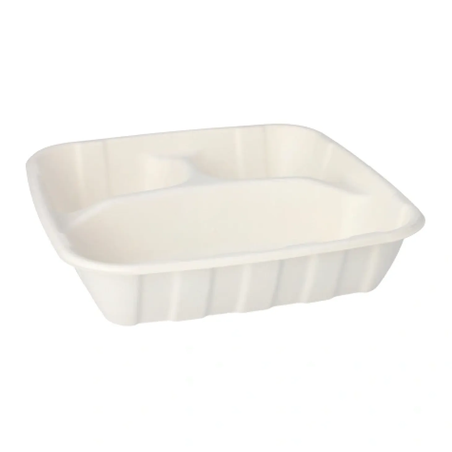 PAPSTAR Teller Zuckerrohr "pure" 3-geteilt 5 cm x 22,8 cm x 22,8 cm, 4 x 25 Stück