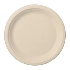 PAPSTAR Teller, Zuckerrohr "pure" ungeteilt Ø 23 cm, 2 cm natur, 10 x 50 Stück