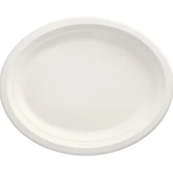 PAPSTAR Teller, Zuckerrohr "pure" oval 32 cm x 25,5 cm x 2 cm weiß, 10 x 50 Stück