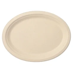 PAPSTAR Teller, Zuckerrohr "pure" oval 26 cm x 20 cm x 2 cm natur