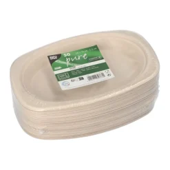 PAPSTAR Teller, Zuckerrohr "pure" oval 23 cm x 16 cm x 2 cm natur