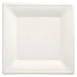 PAPSTAR Teller, Zuckerrohr "pure" eckig 26 cm x 26 cm weiß, 12 x 12 Stück