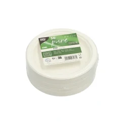 PAPSTAR Teller, Zuckerrohr "pure" ungeteilt Ø 15 cm, 2 cm weiß