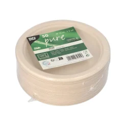 PAPSTAR Teller, Zuckerrohr "pure" ungeteilt Ø 15 cm, 2 cm natur