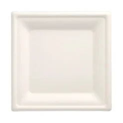 PAPSTAR Teller, Zuckerrohr "pure" eckig 20 cm x 20 cm weiß, 10 x 50 Stück