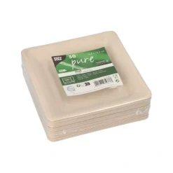 PAPSTAR Teller, Zuckerrohr "pure" eckig 15,5 cm x 15,5 cm natur